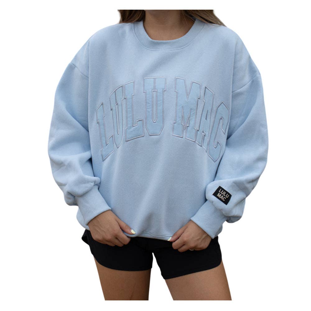 LULU MAC LIGHT BLUE EMBROIDERED SWEATSHIRT