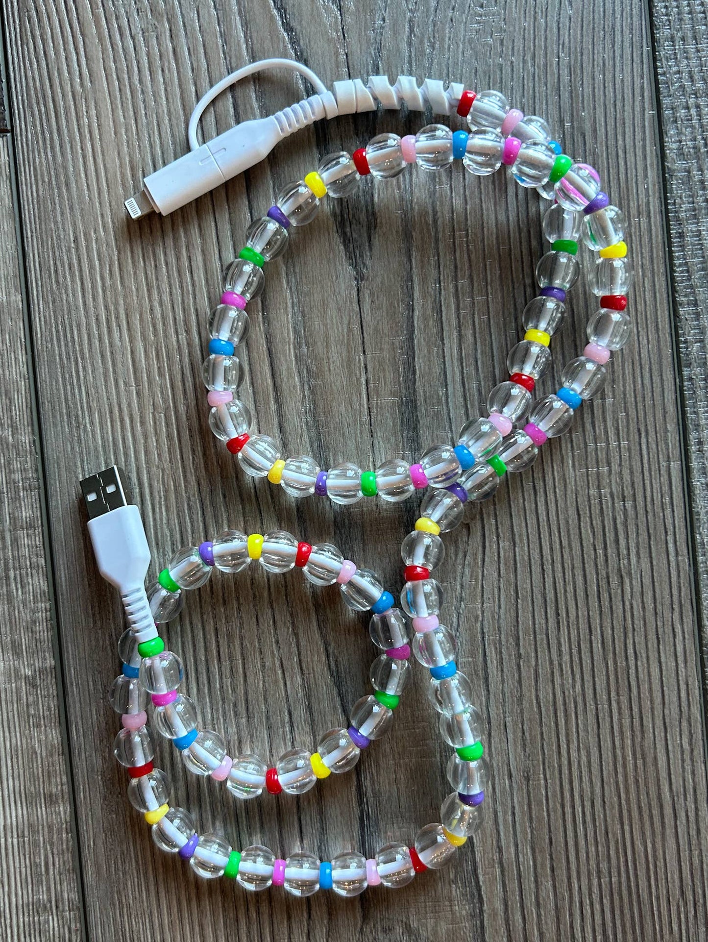 Beaded Phone Charger with Lightning & USB-C Cable