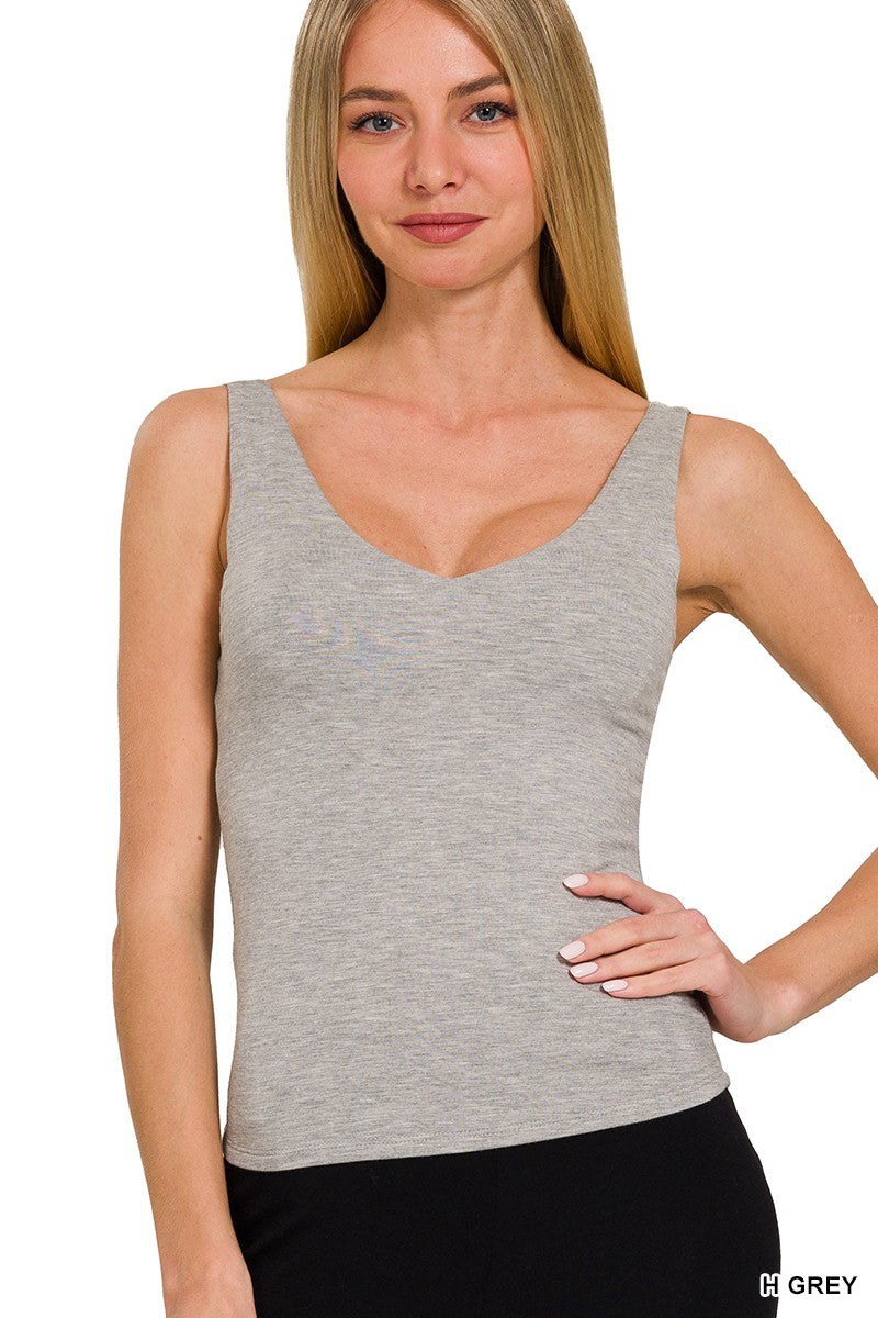 Premium Rayon Double Layered V-neck Tank Top