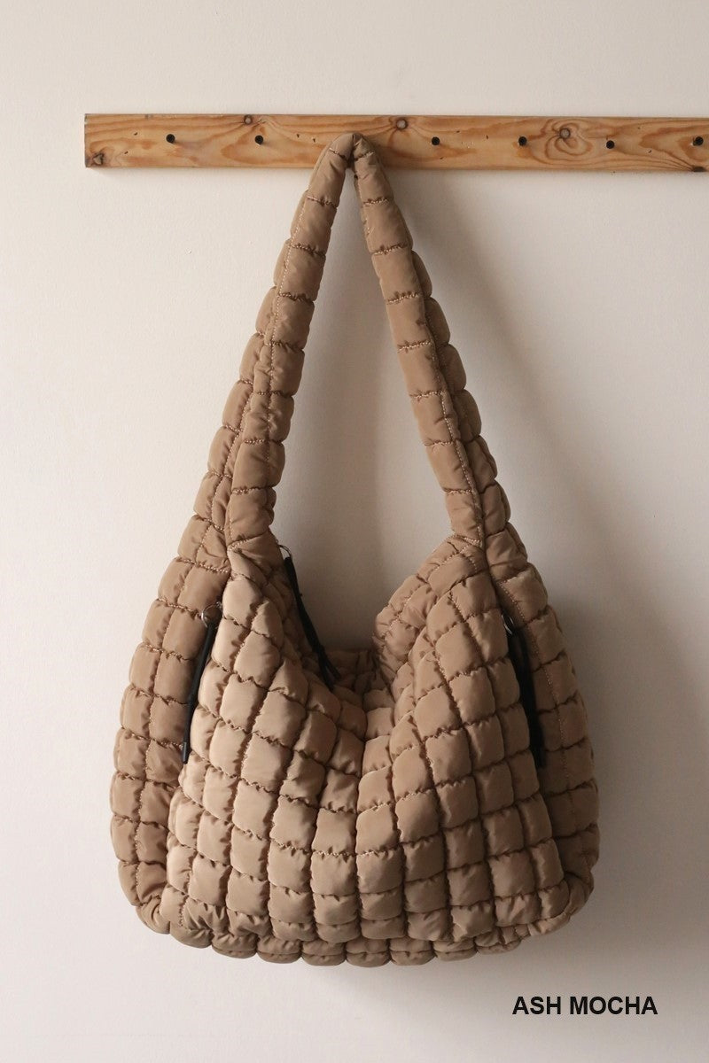 OVERSIZED QUILTED CARRYALL CROSSBODY BAG