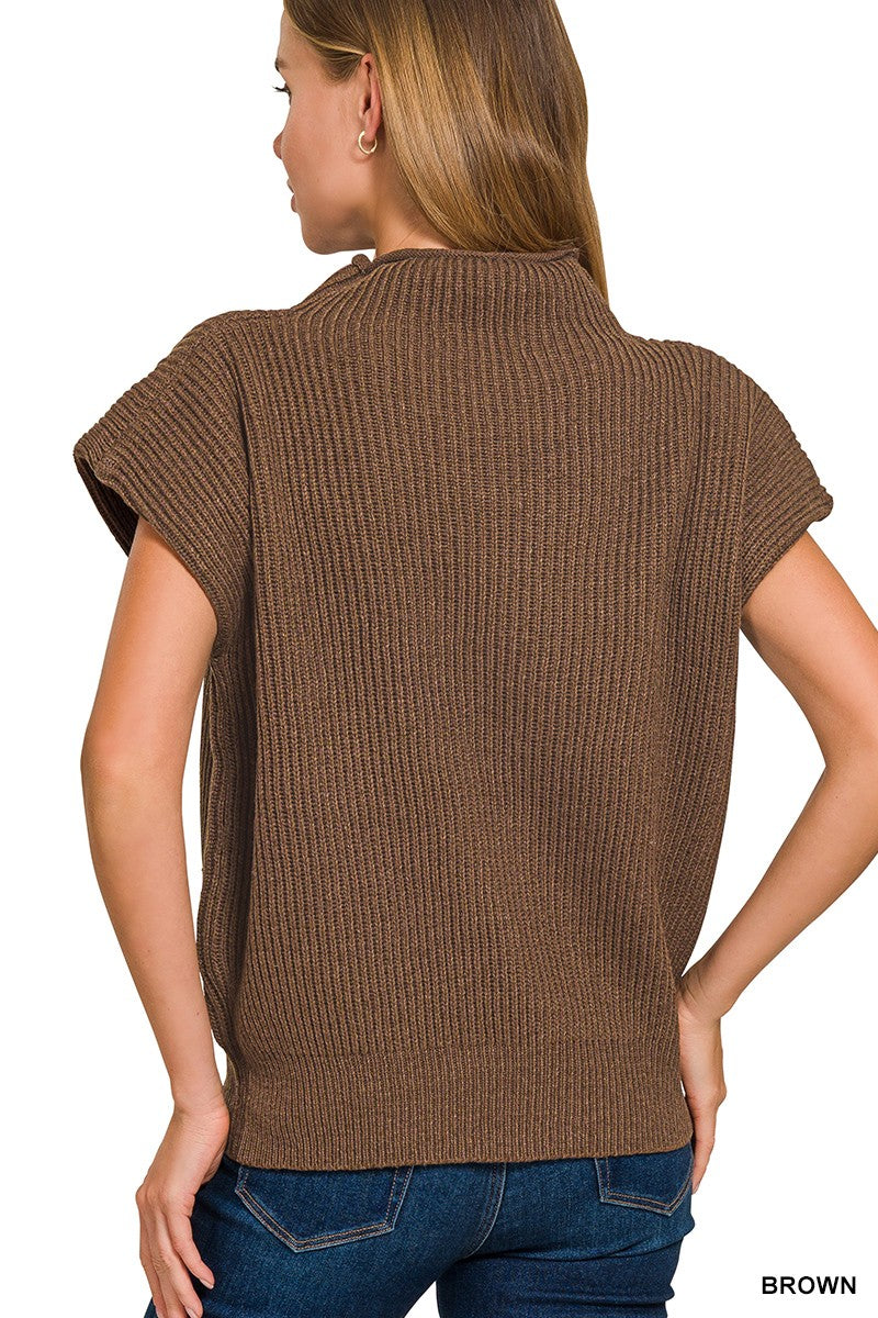 Power Shoulder Mock Neck Sweater