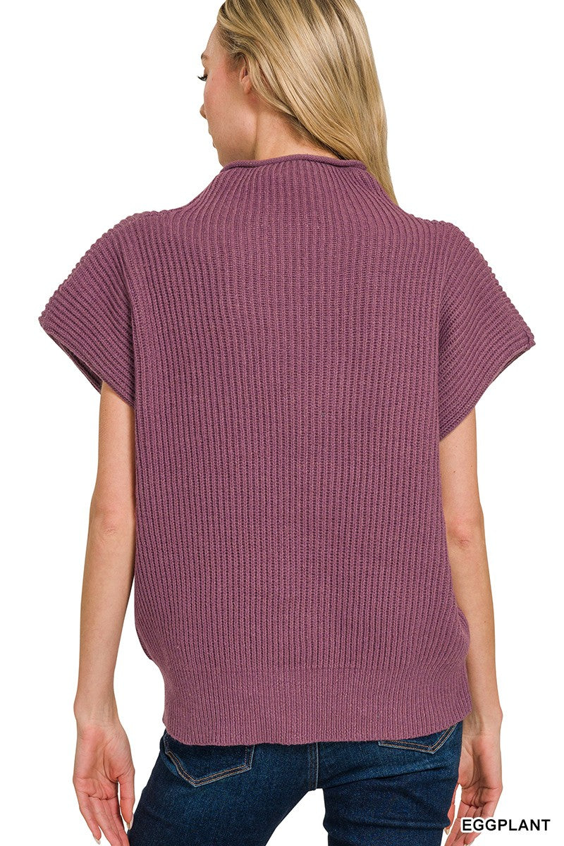 Power Shoulder Mock Neck Sweater