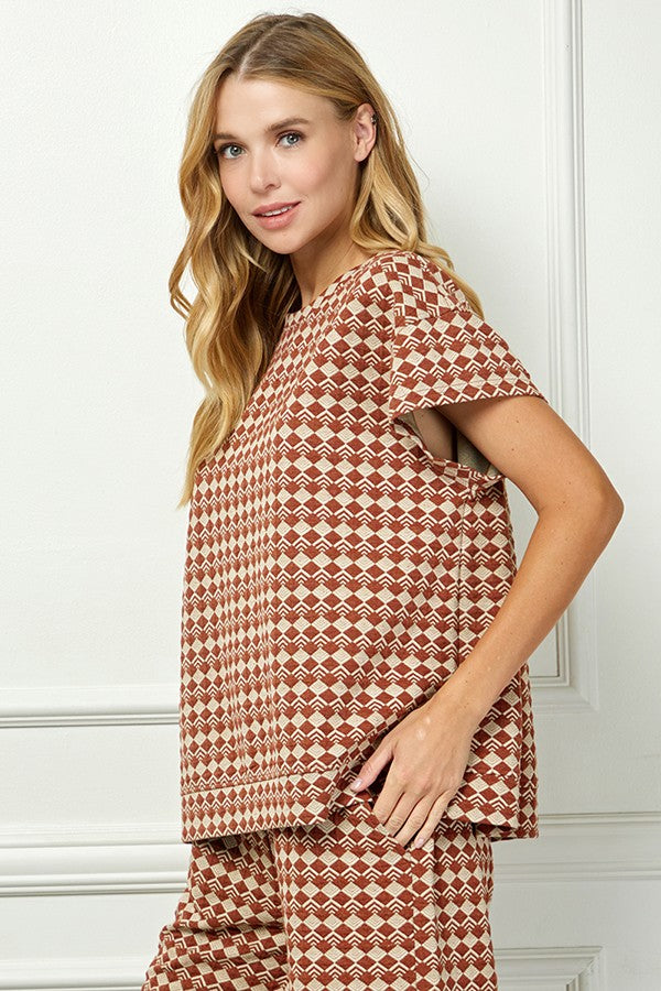 Textured Cropped Top and Pants Set