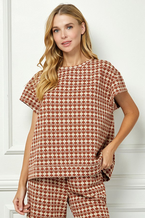 Textured Cropped Top and Pants Set
