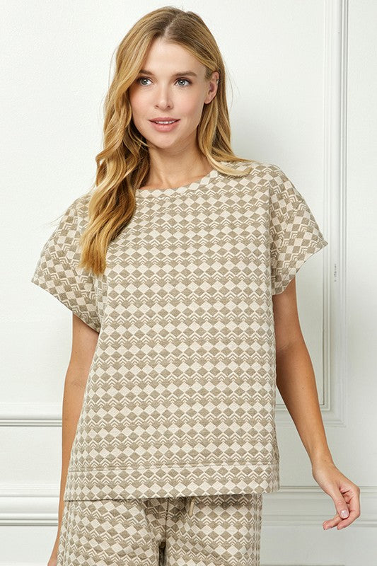 Textured Cropped Top and Pants Set