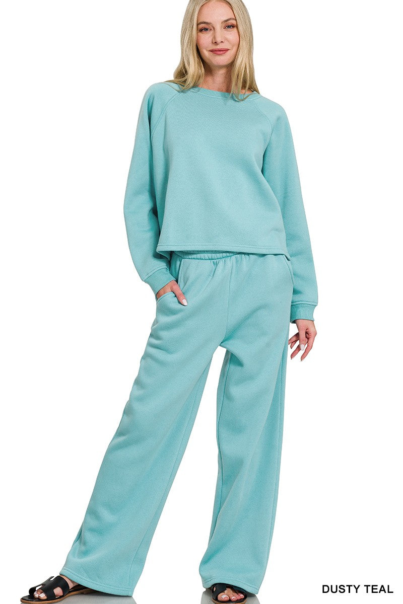 Fleece Raglan Sleeve Pullover & Sweatpants Set