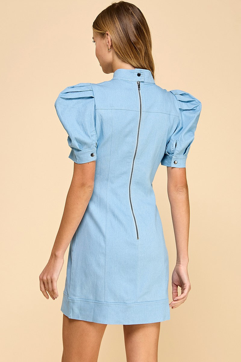 Fitted Hidden Rear Zipper Denim Dress