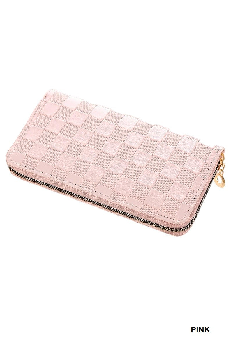Checkered Monogram Vegan Leather Long Wallet