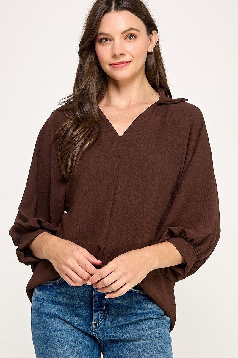 Solid collared blouse