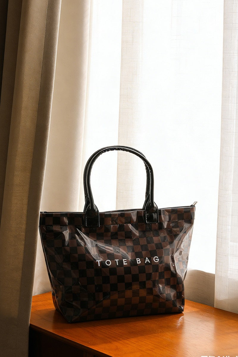 PVC Kraft Checkered Tote Bag