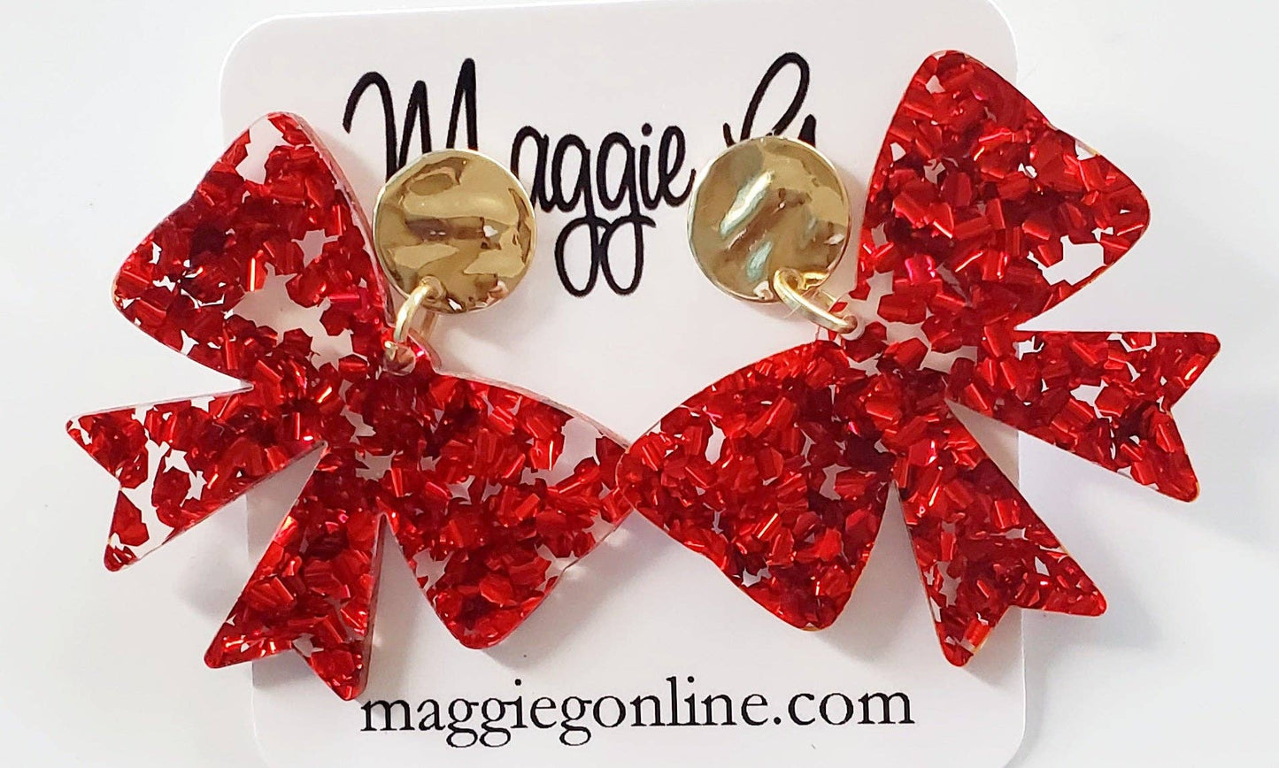 Large Red Bow earrings