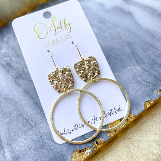 O’Lolly Jewelry - O’Lolly "Reese" Earrings- Gold Textured w/Hoop