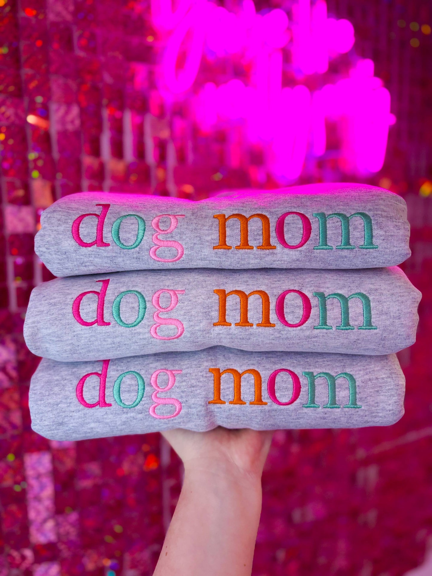 Dog mom rainbow embroidered Sweatshirt | Gift for dog moms