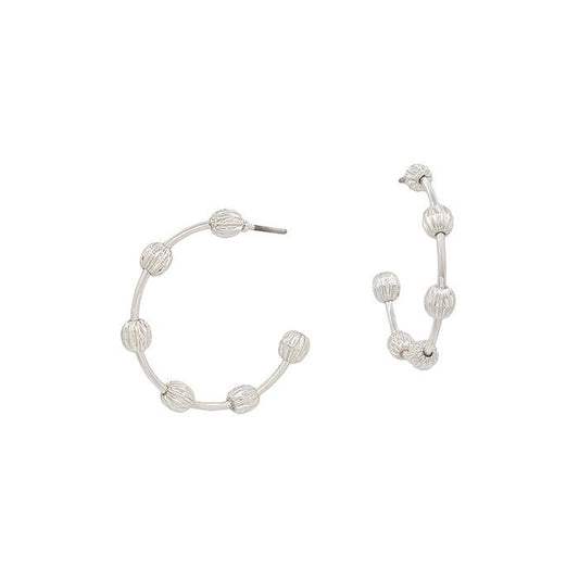 What's Hot - Water Resistant Silver Textured 1" Hoop Earring