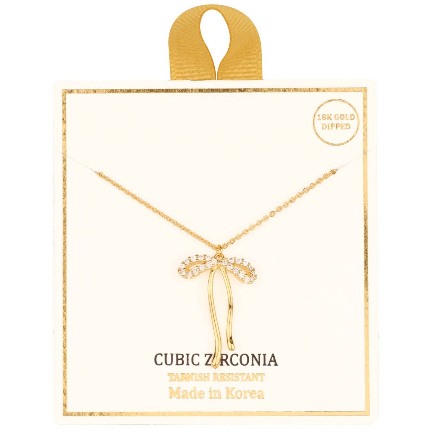 What's Hot - 18k Gold Dipped Tarnish Resistant CZ Bow Necklace