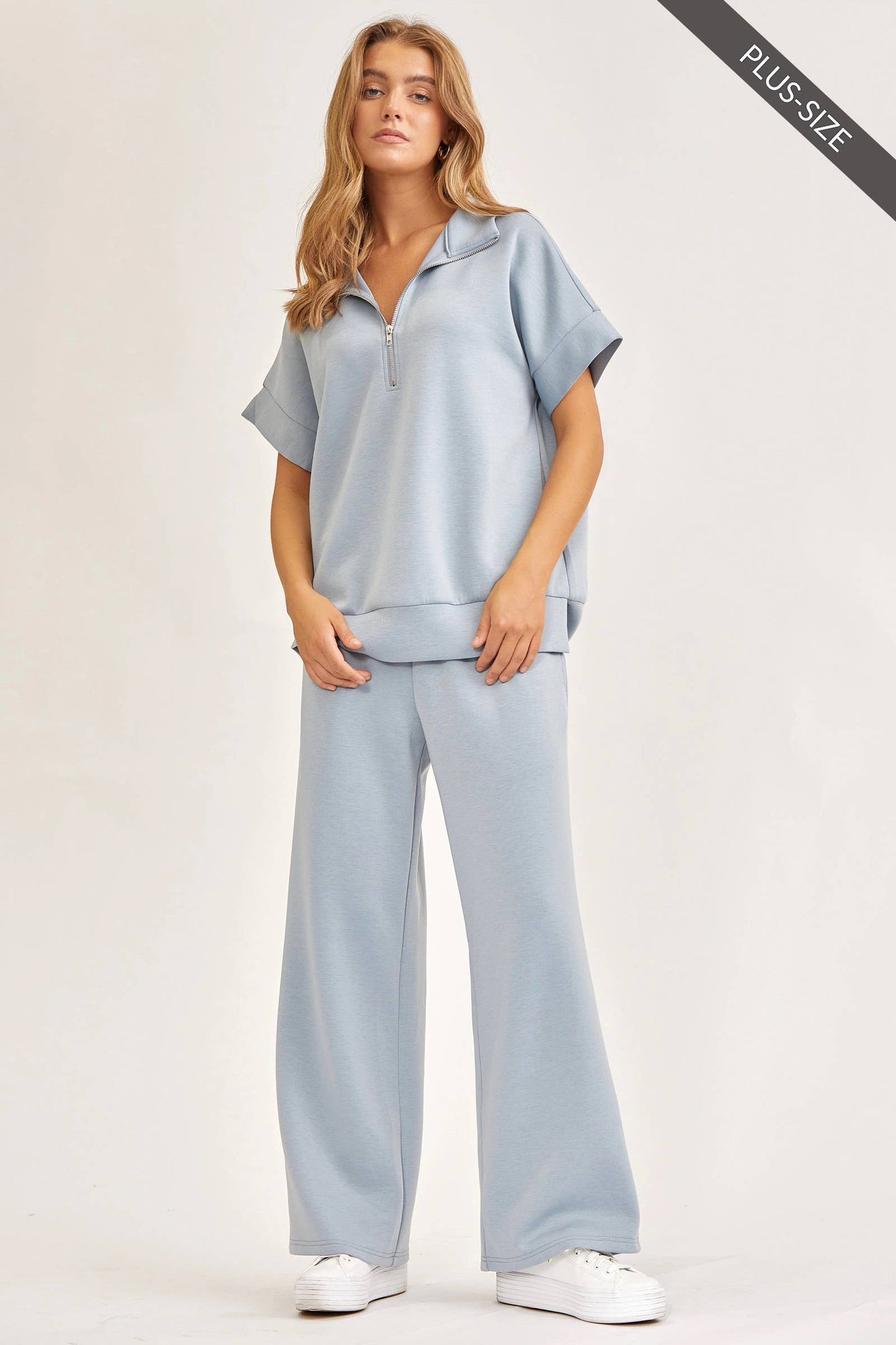 PLUS SIZE Quarter Zip + Pants Modal Set