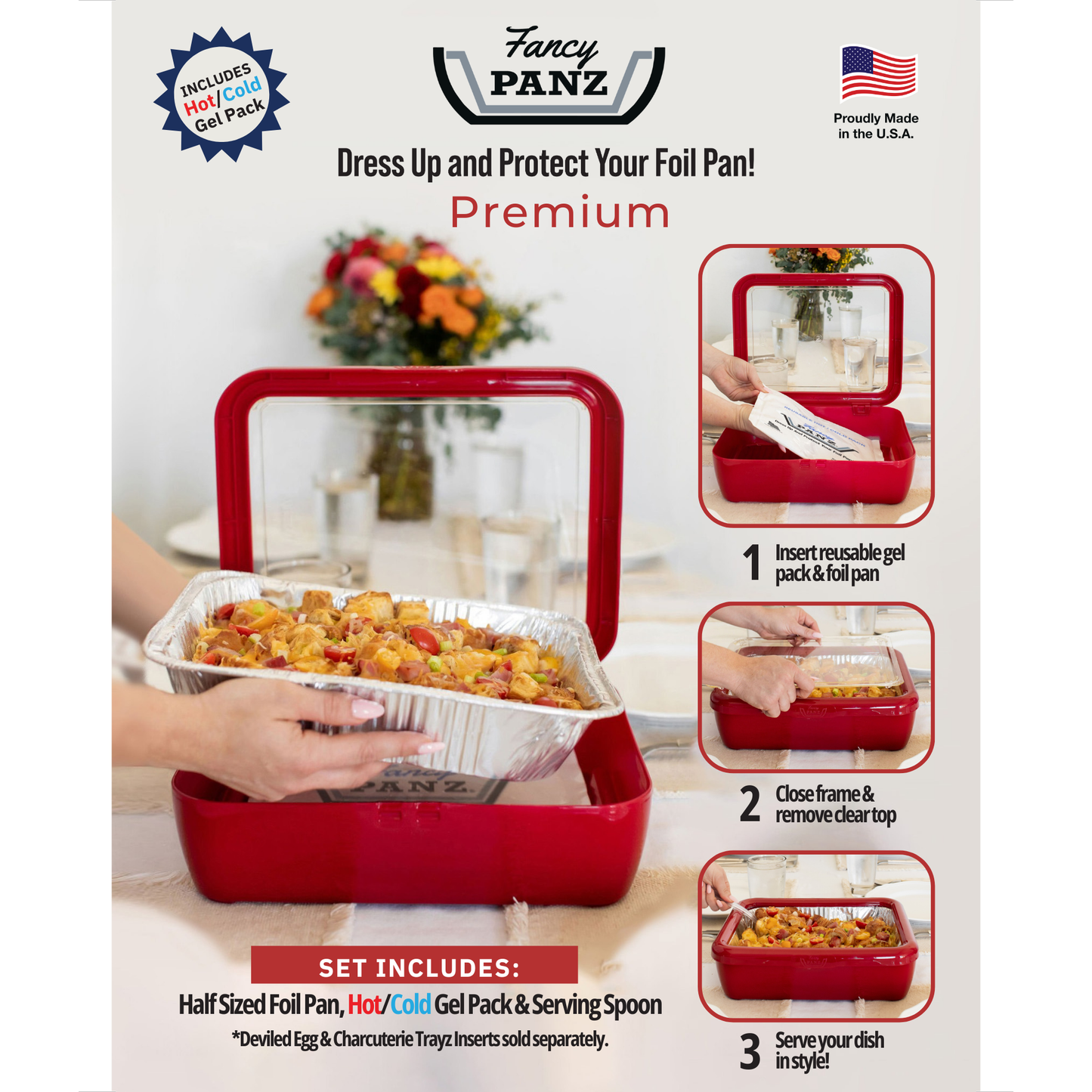 Fancy Panz - Premium Set - Pan Frame w/ Lid & Hot or Cold Gel Pack - Aqua