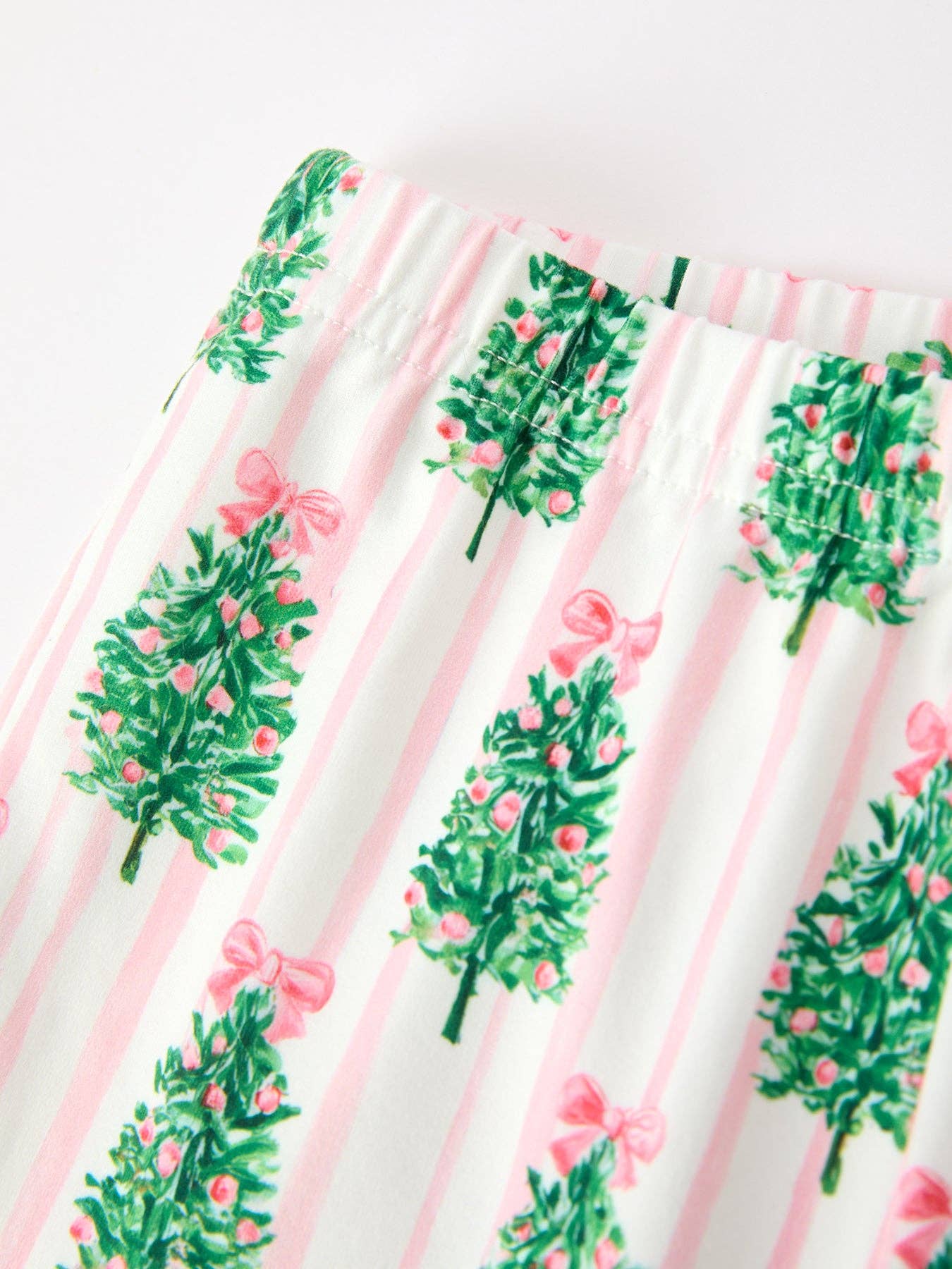 Mommy and Me Christmas Tree Print Pajama Set with Faux Fur Trim