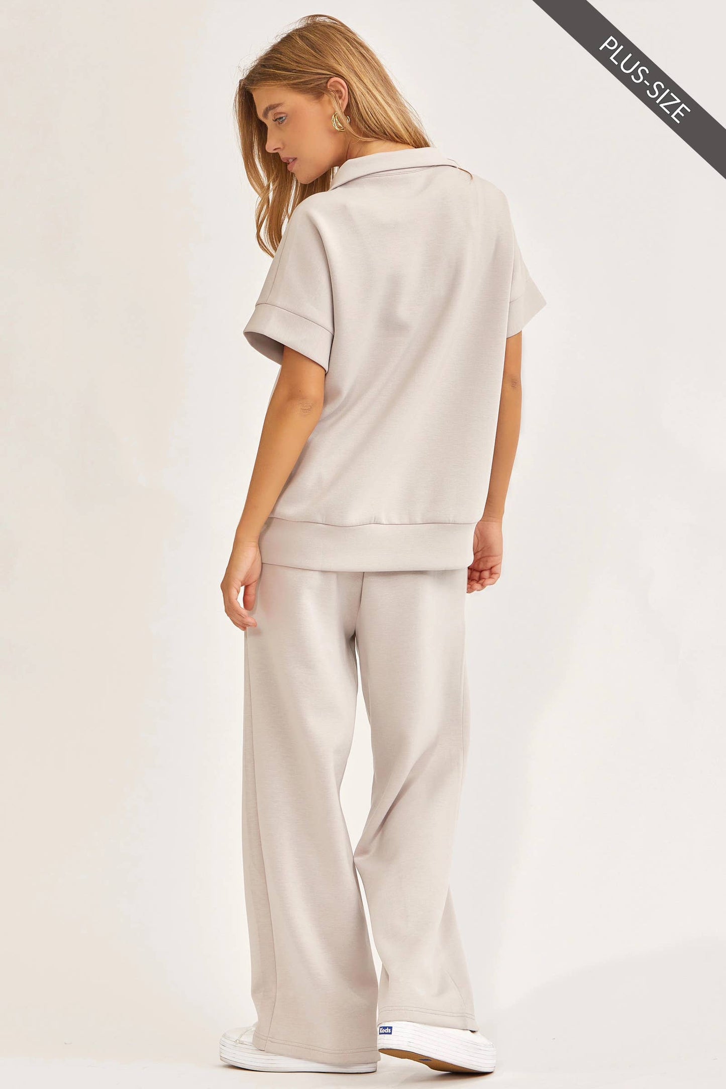 PLUS SIZE Quarter Zip + Pants Modal Set