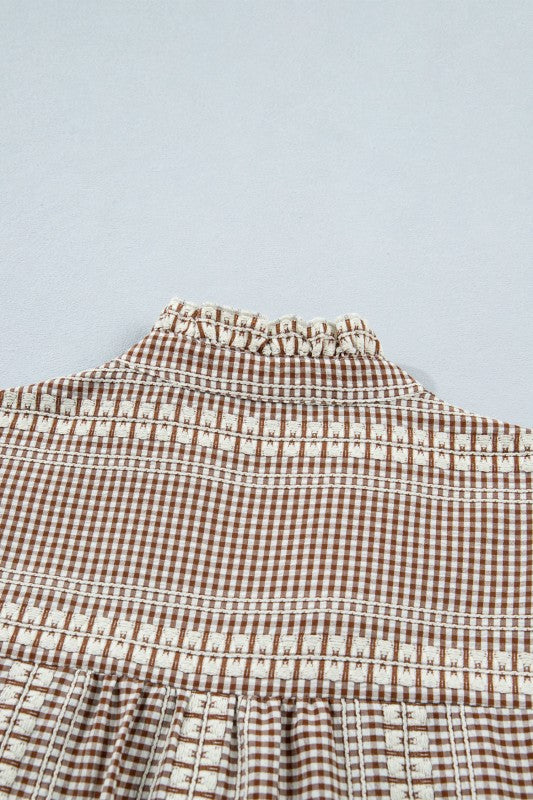WESTERN PONY EMBROIDERED YOKE PUFF
SLEEVE BLOUSE
