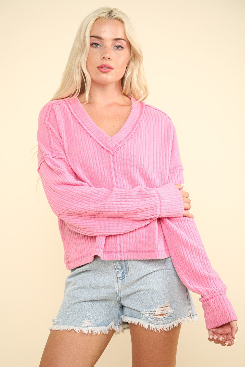 Casual Comfy Soft V-Neck Knit Top