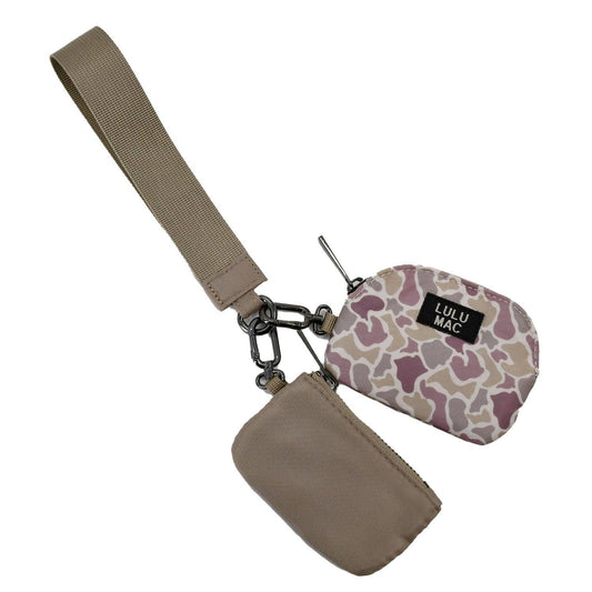 CrawfordHill-Camo/Beige Lulu Mac Double Pouch Wristlets