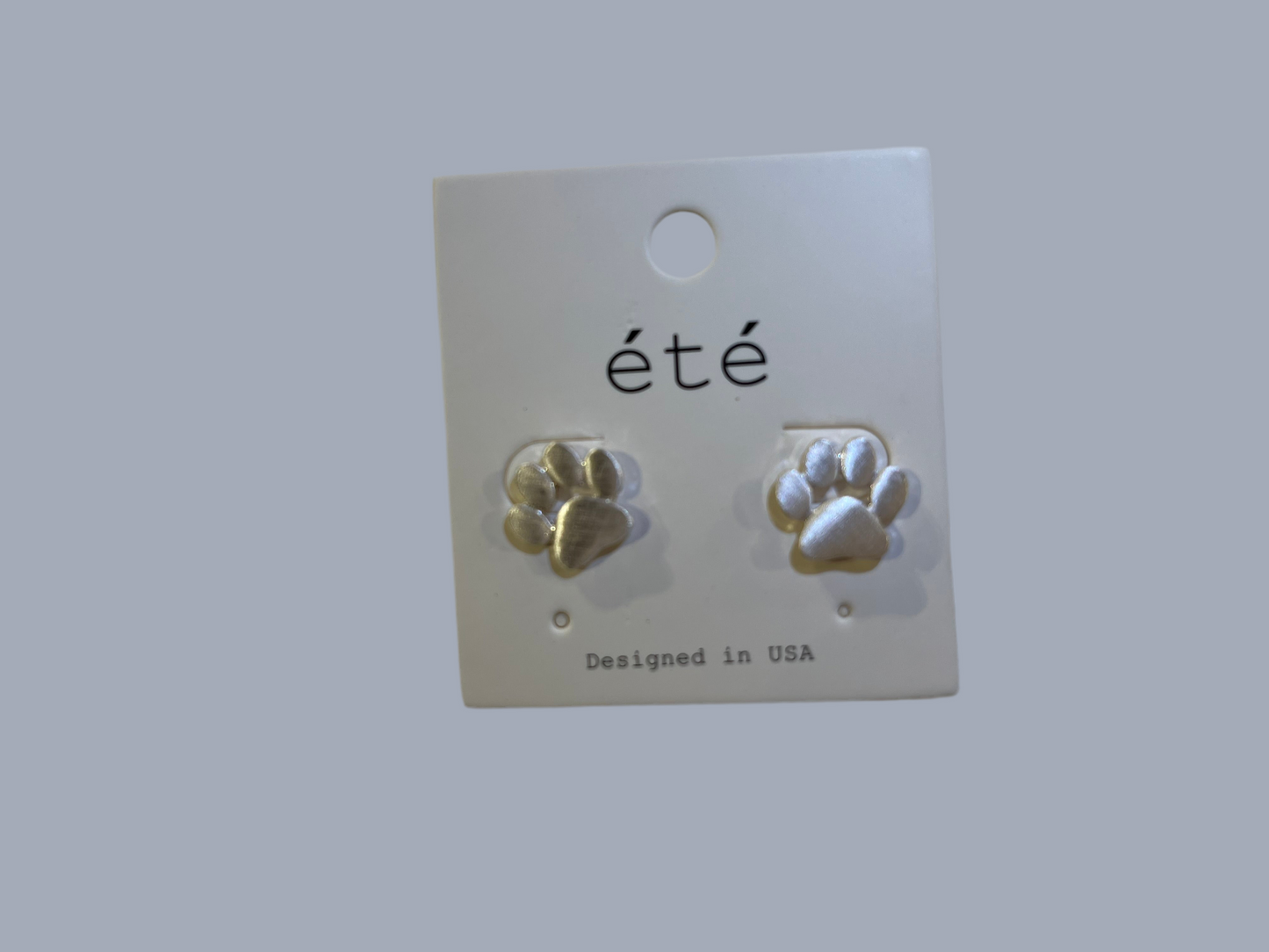 White pearl paw print earrings