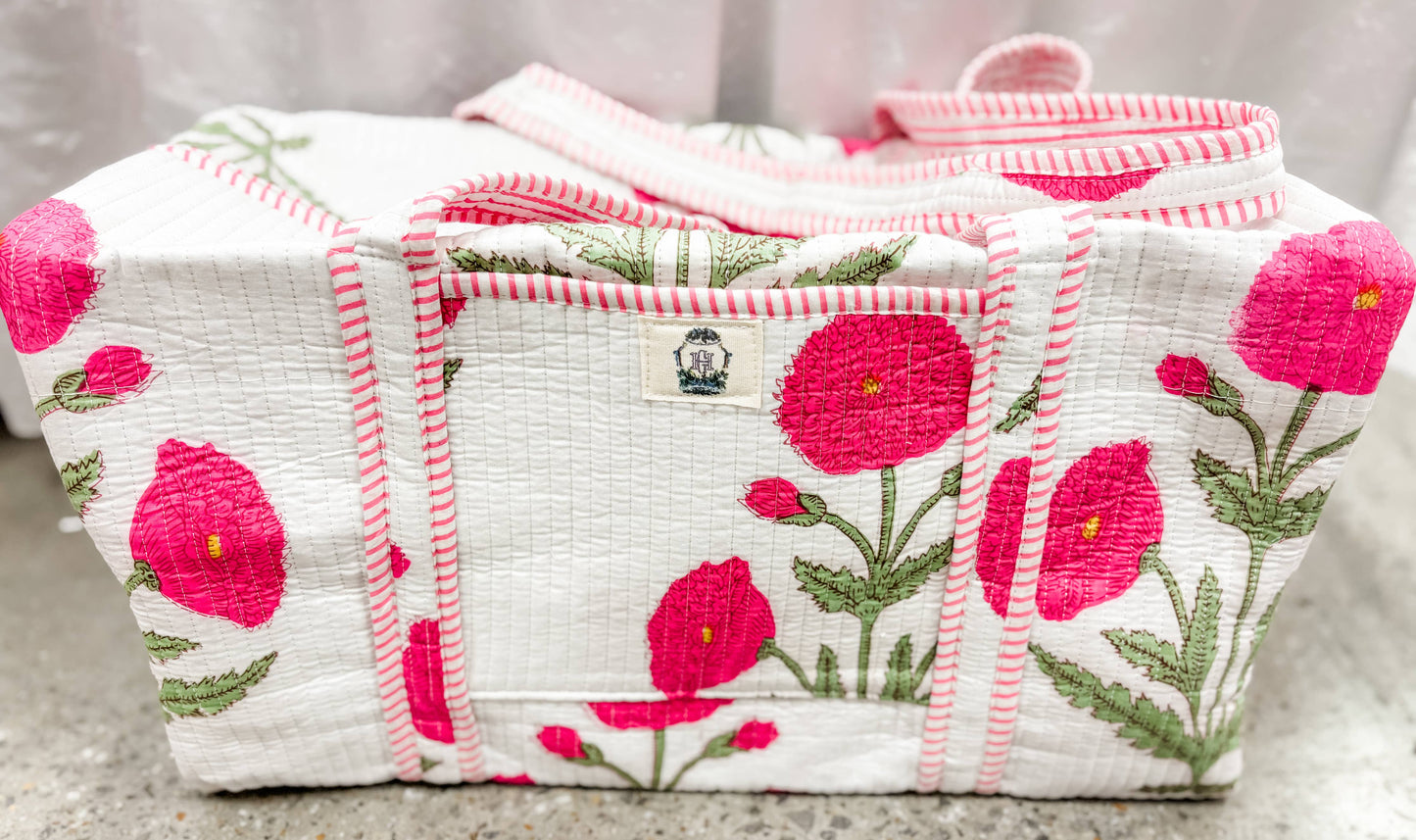 Heart of Grace - Pink Mughal | Large Quilted Duffel Bag