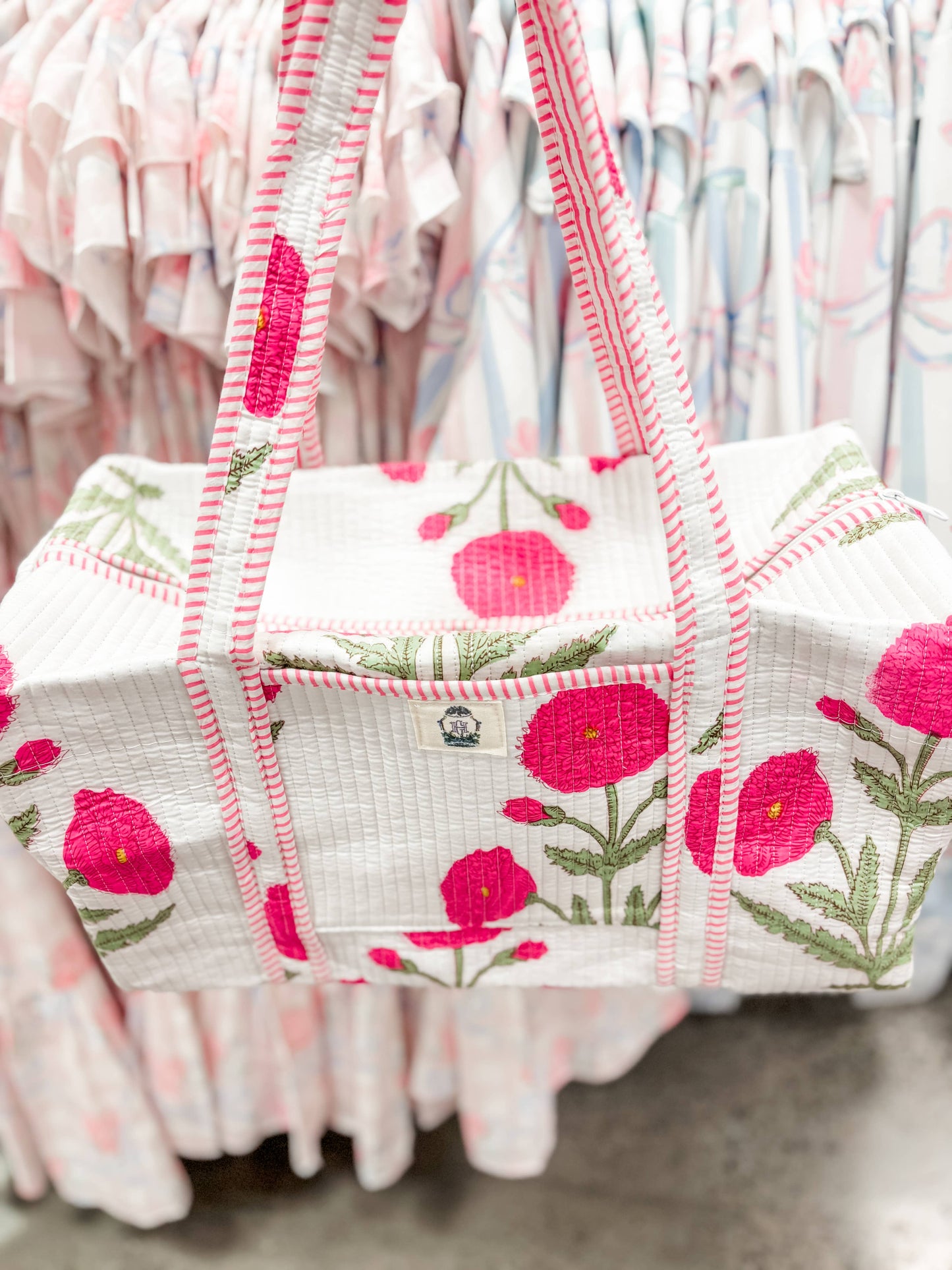 Heart of Grace - Pink Mughal | Large Quilted Duffel Bag