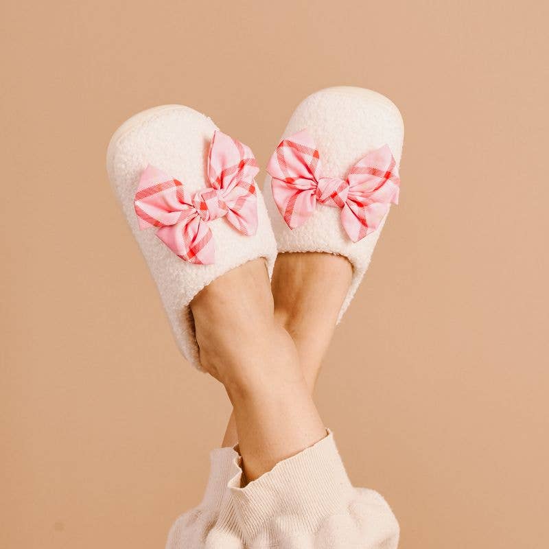 The Darling Effect - Fuzzy Slippers - Festive Plaid (Shop by Size)