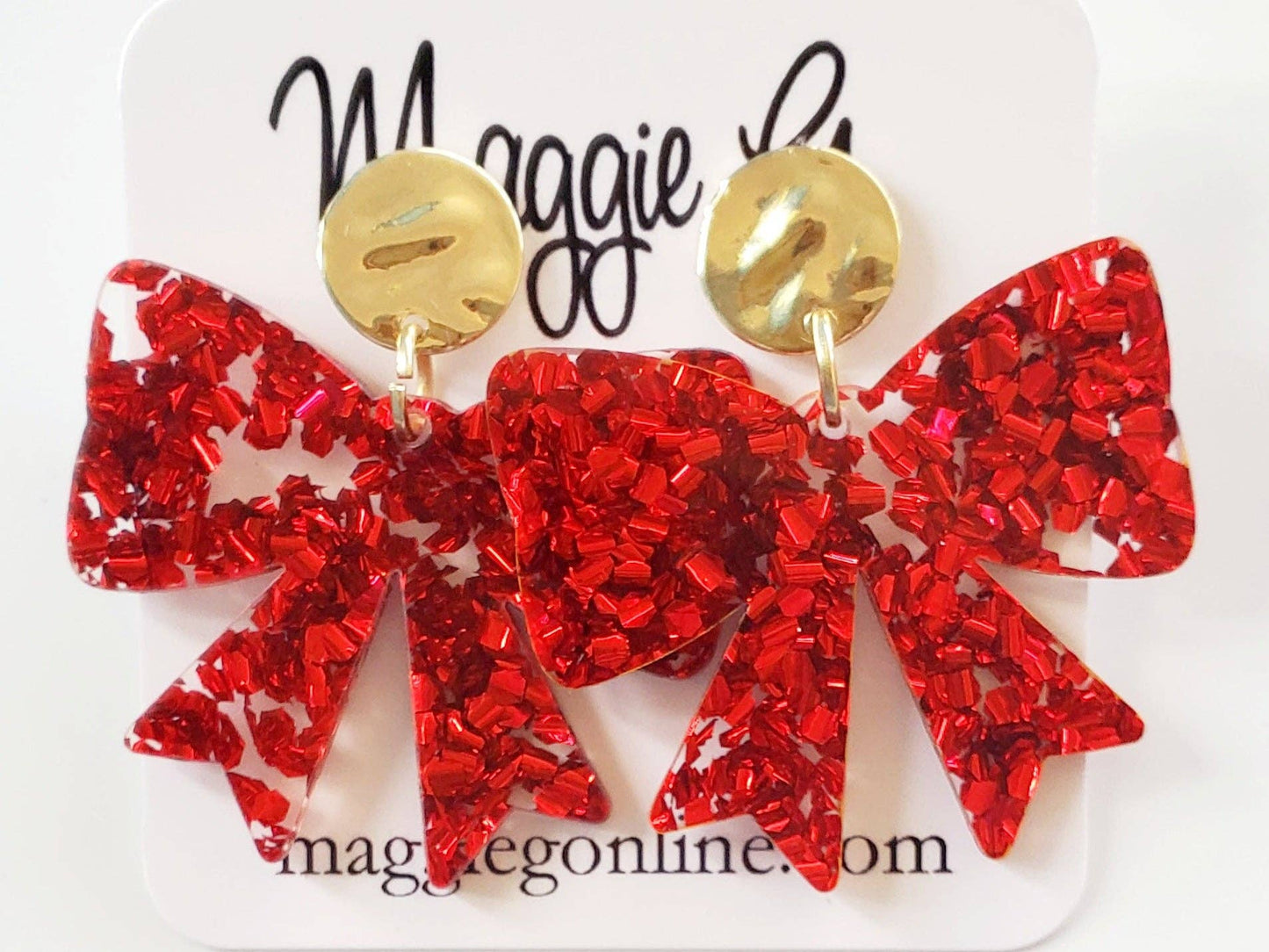 Large Red Bow earrings