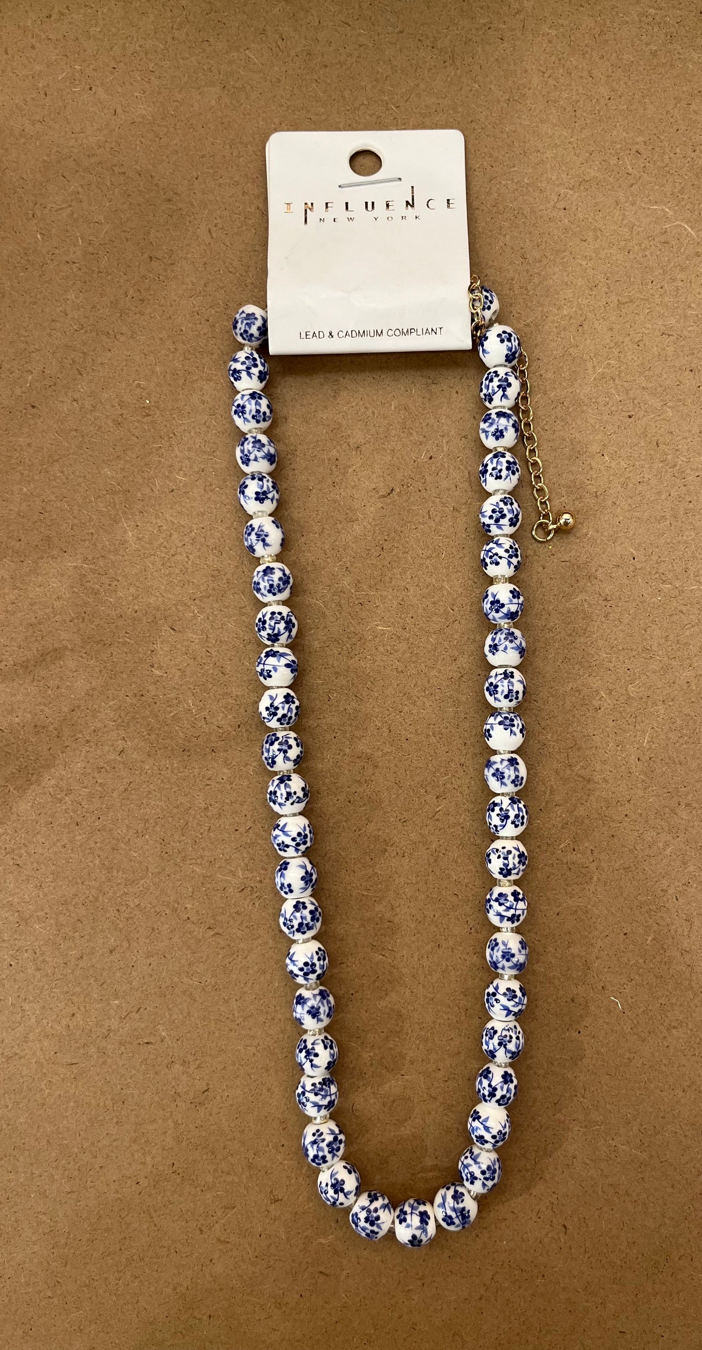 Blue floral ball necklace