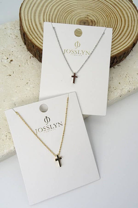 JOSSLYN by wall to wall - CLASSIC MINI CROSS NECKLACE | 47N15737-CROSS