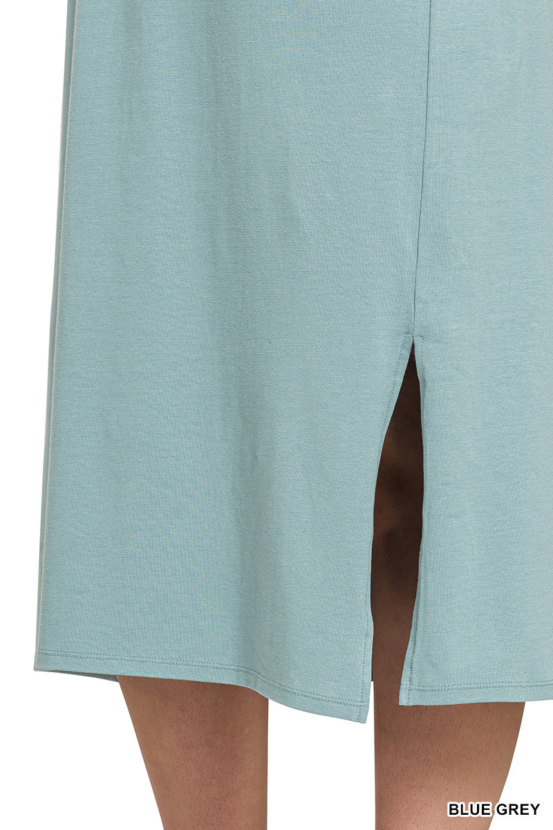 Plus round neck short sleeve midi dress