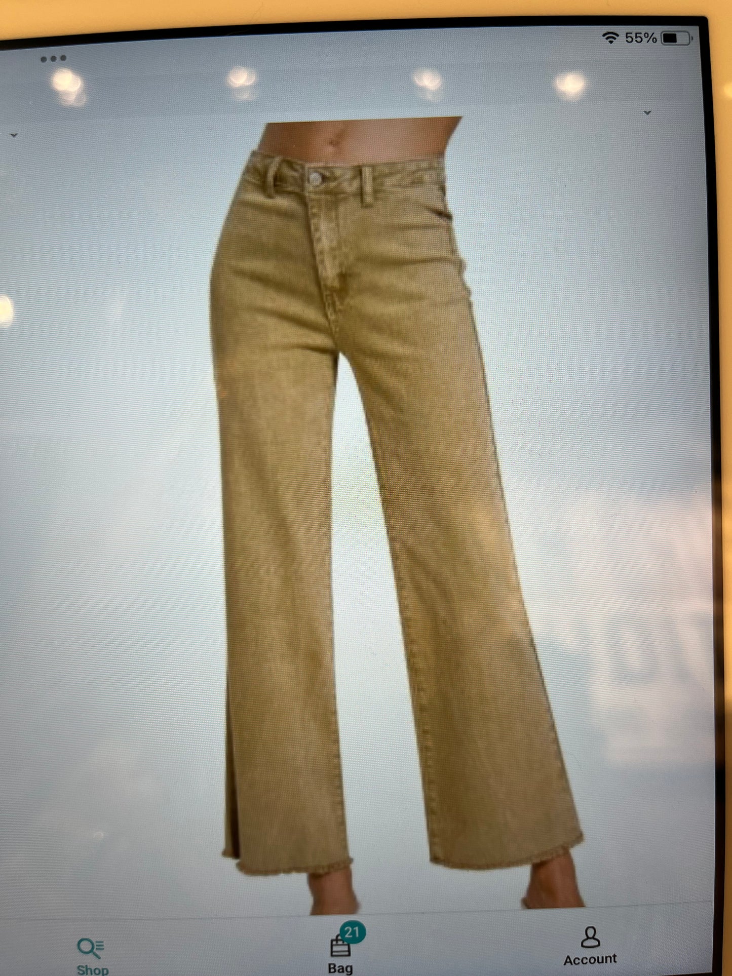 ACID WASHED HIGH WAIST FRAYED HEM BOOTCUT PANTS