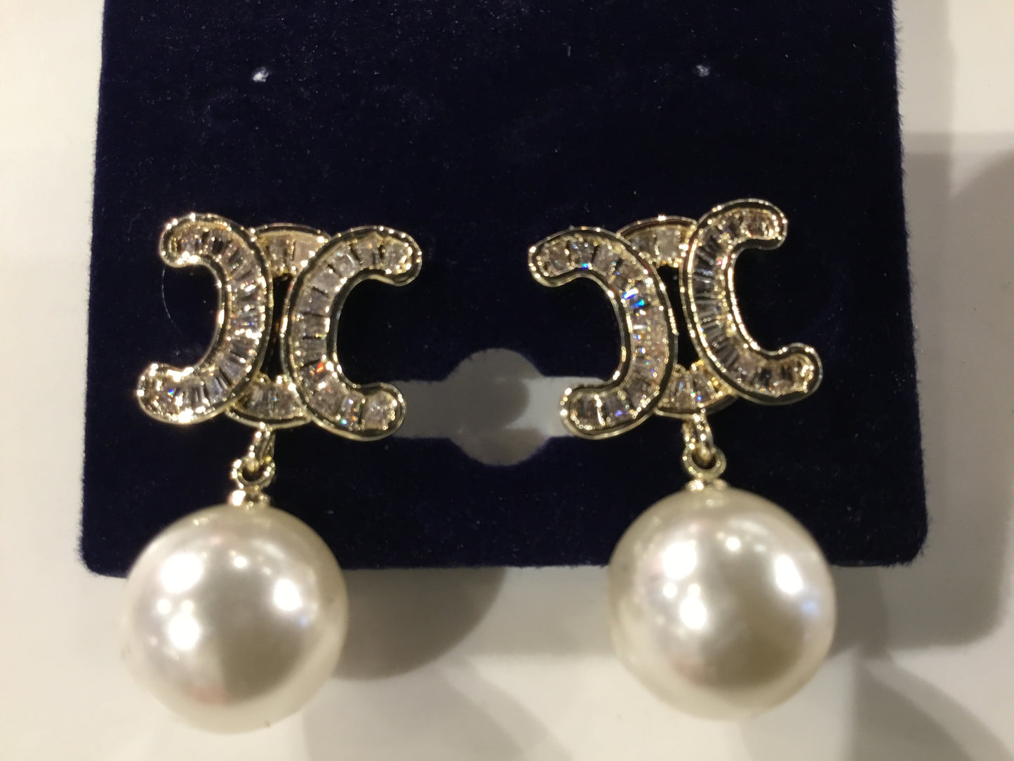 Crystal Embellished Pearl Drop earrings