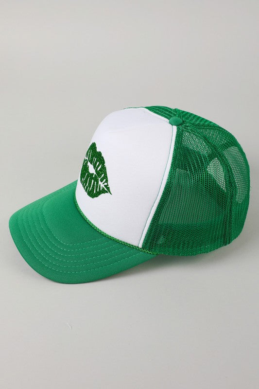 Green Lip Printed Two-Tone Foam Trucker Hat