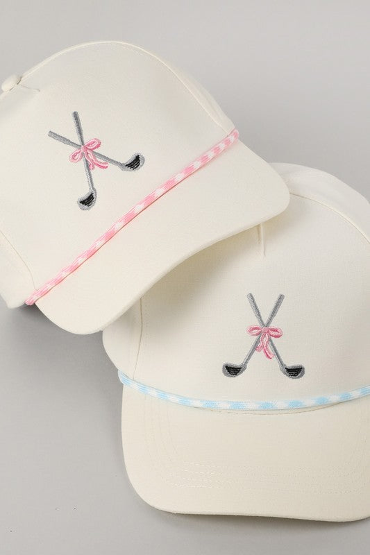 Golf Clubs with Ribbon Embroidered Trucker Hat