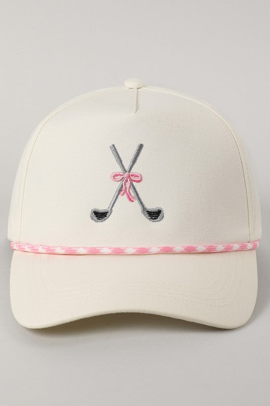 Golf Clubs with Ribbon Embroidered Trucker Hat
