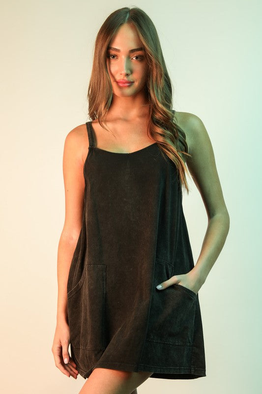 Mineral Washed Knit Mini Dress with Shorts
Inside