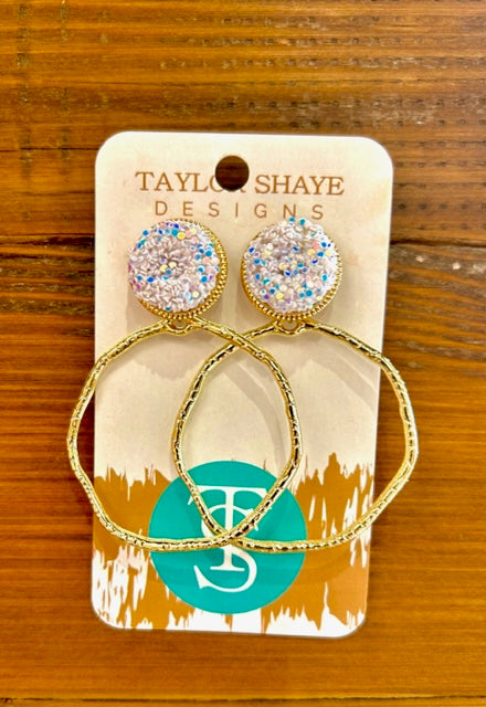 GLITTER TOP HOOPS - ROUND