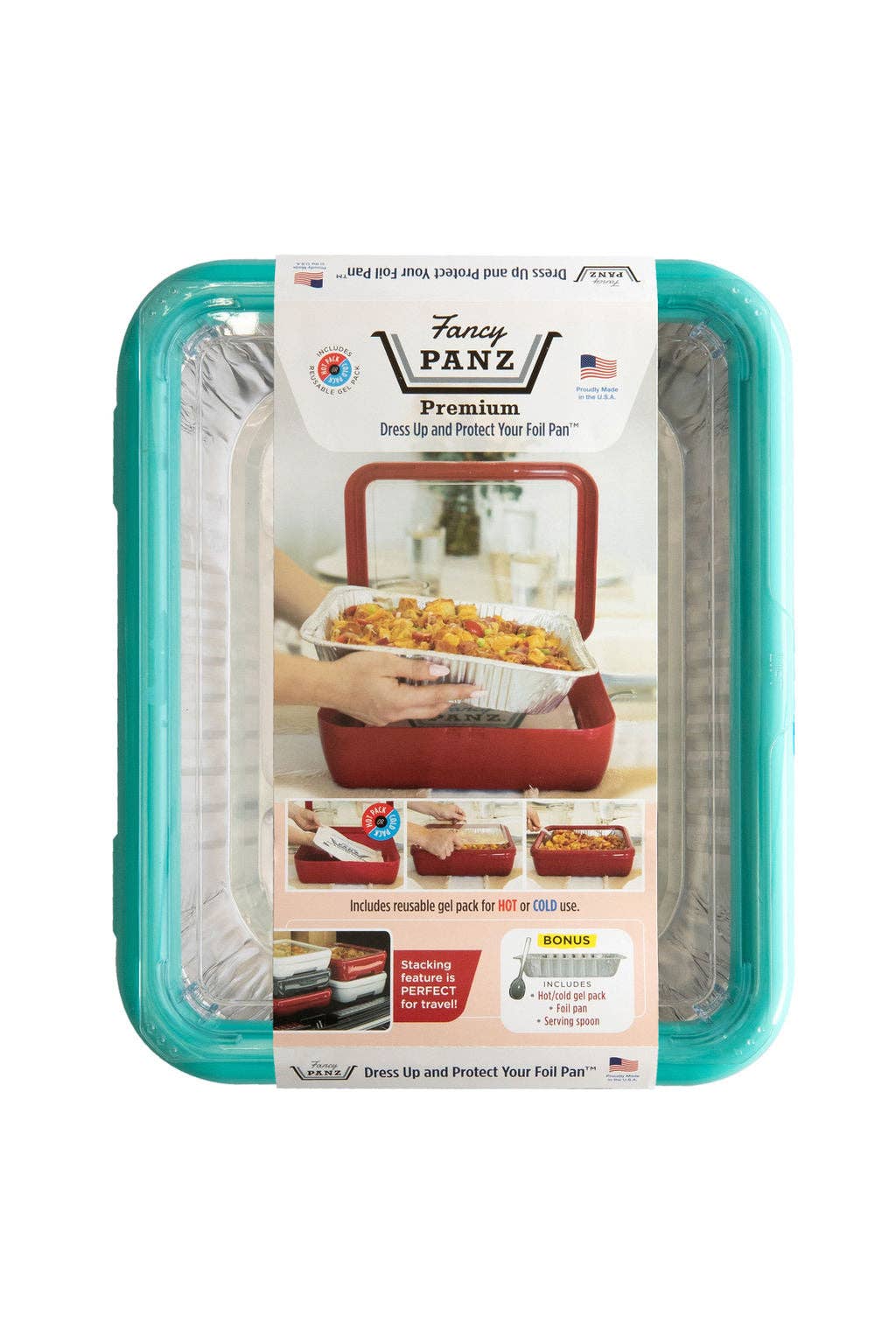 Fancy Panz - Premium Set - Pan Frame w/ Lid & Hot or Cold Gel Pack - Aqua