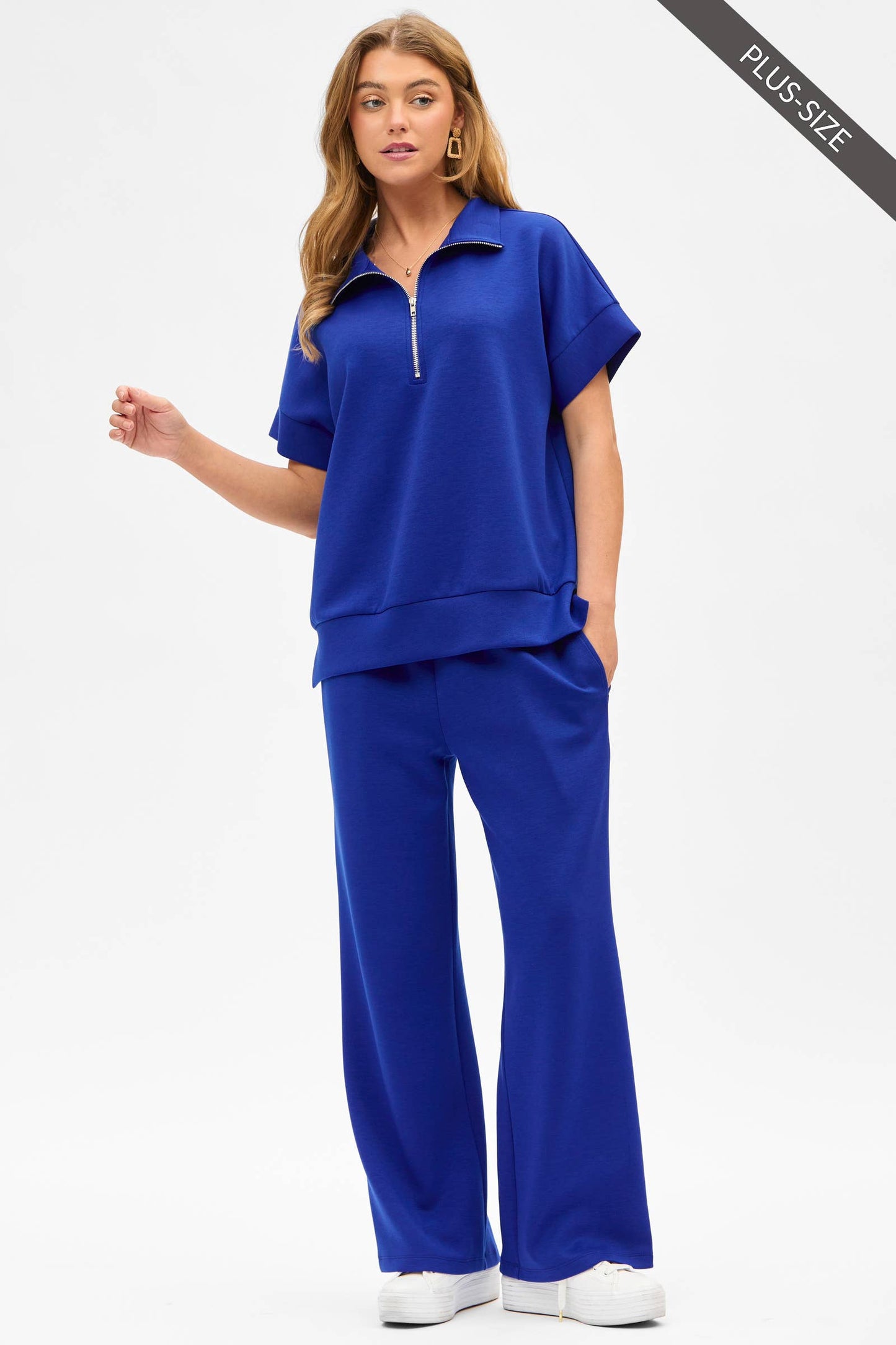 PLUS SIZE Quarter Zip + Pants Modal Set