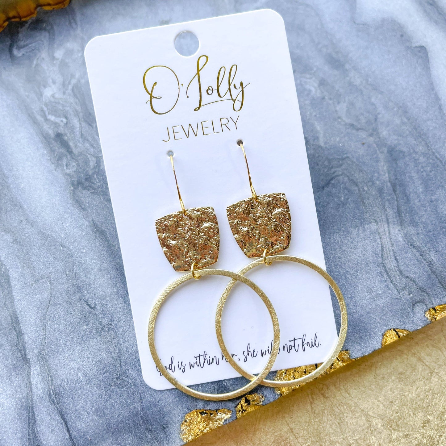 O’Lolly Jewelry - O’Lolly "Reese" Earrings- Gold Textured w/Hoop