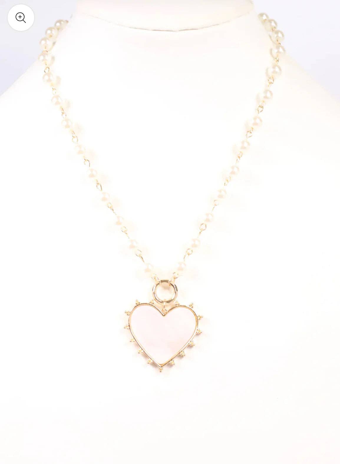 Bettany Necklace with Heart Charm PEARL