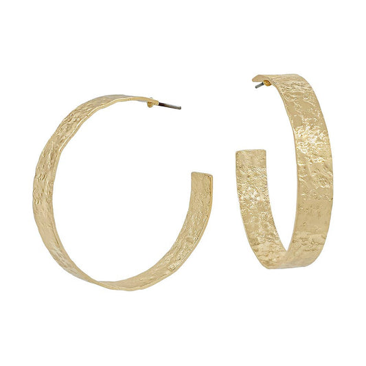Gold Textured 1.75" Hoop, 7mm Wide