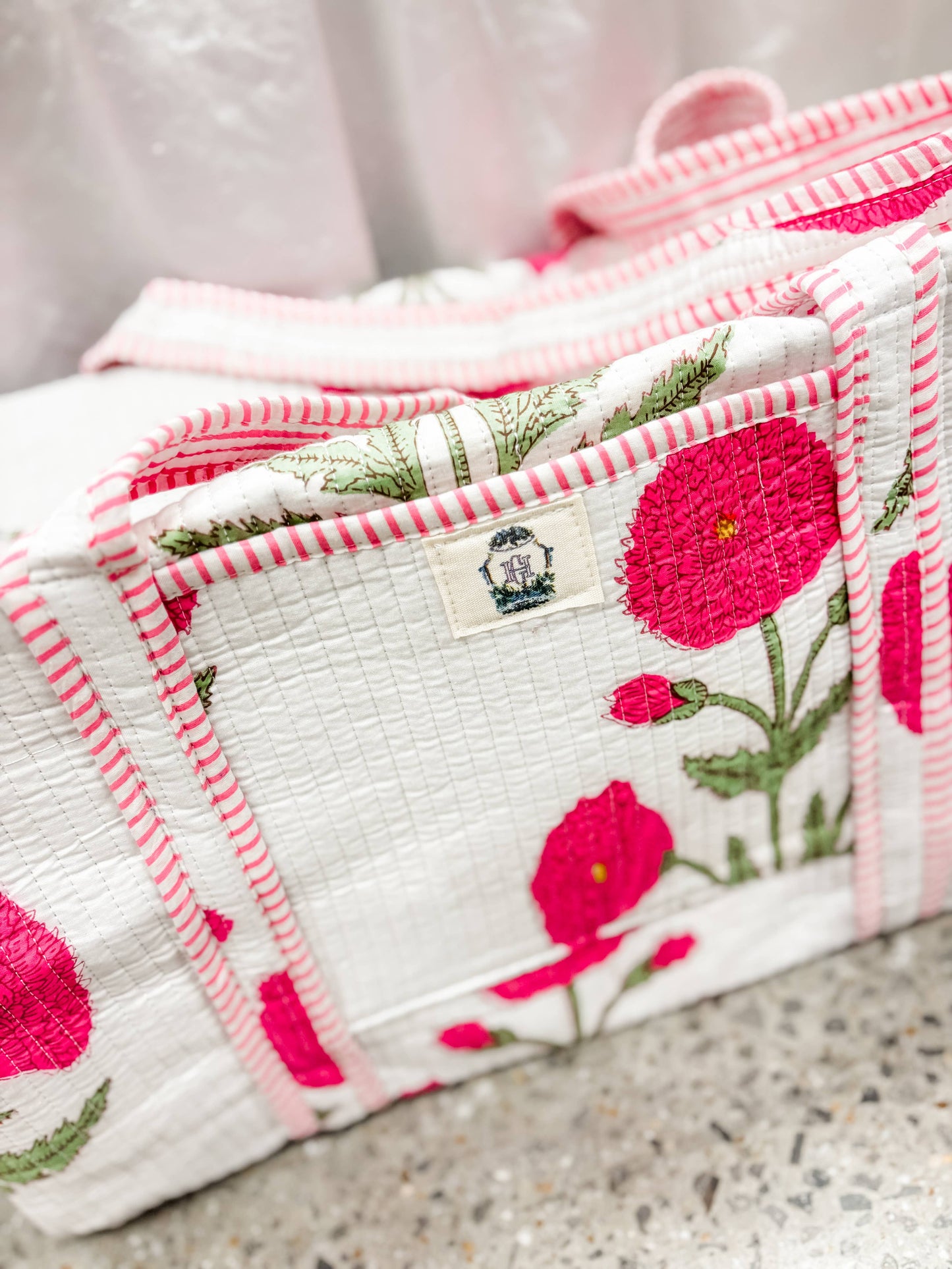 Heart of Grace - Pink Mughal | Large Quilted Duffel Bag