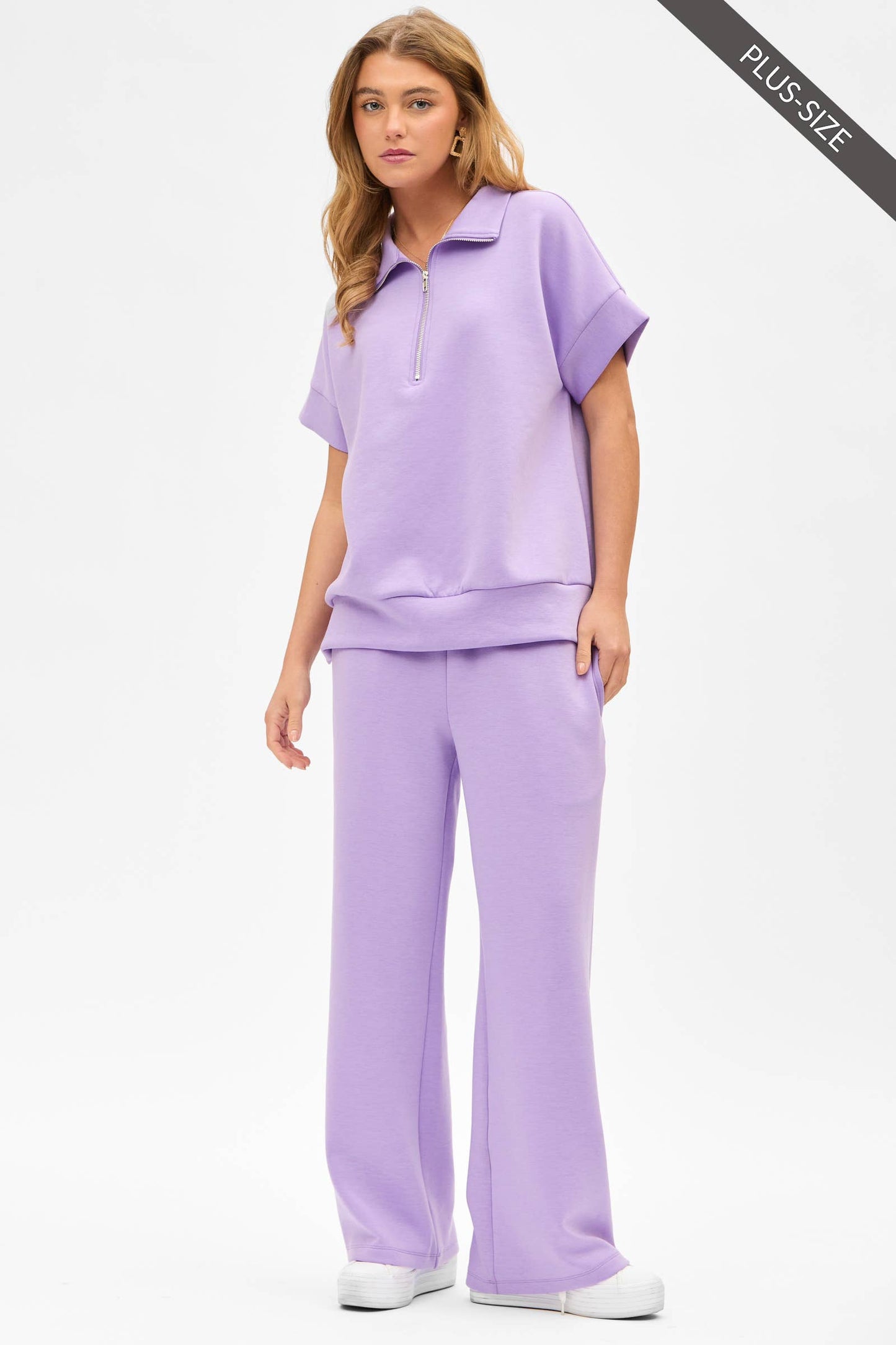 PLUS SIZE Quarter Zip + Pants Modal Set