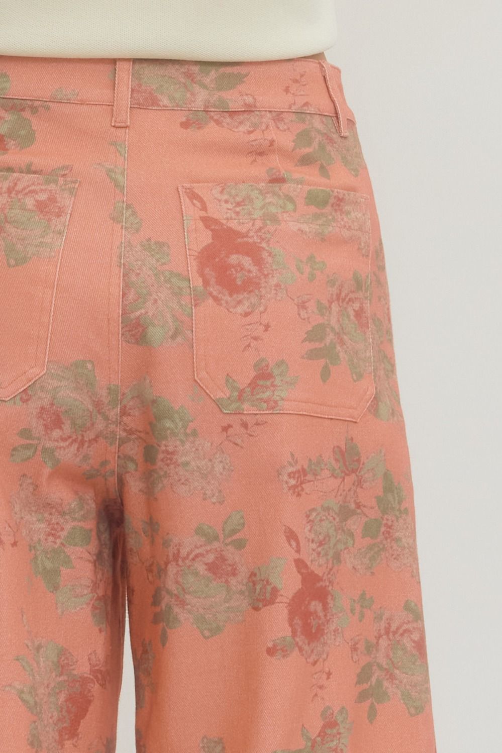 Floral pattern mid-rise ankle-length pants