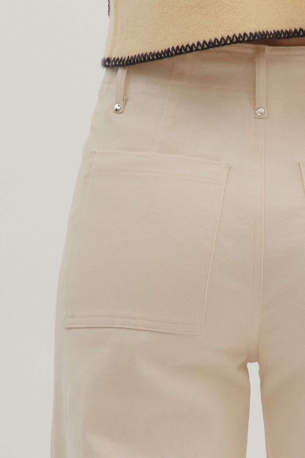 Solid High Rise Wide Leg Pants
